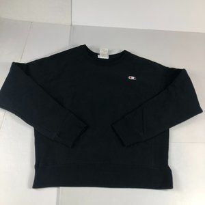 Y2K Champion Reverse Weave Sweatshirt Men's Small Black Faded Pullover Crewneck